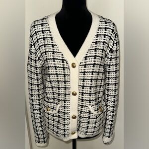 Marled Tweed Cardigan Sweater - Size M